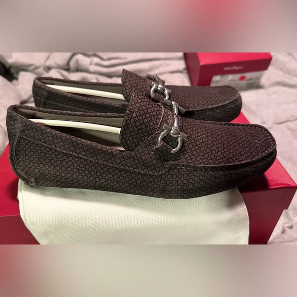 NIB Salvatore Ferragamo Gancini Bit Parigi Grey Loafers Drivers Moccasin 6.5 - Picture 5 of 9